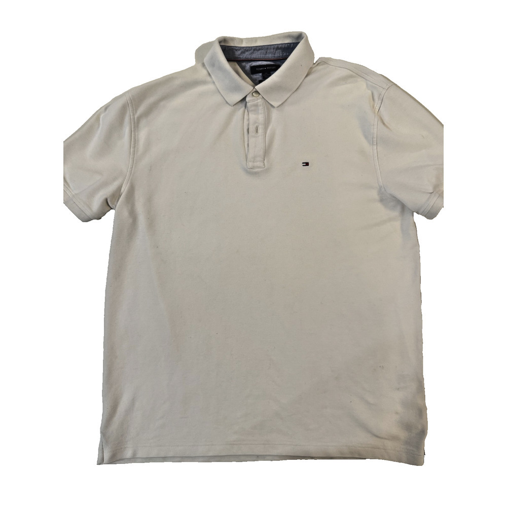 Tommy Hilfiger Quiet Luxury Polo Shirt Mens 2XL White Custom Fit Preppy Golf